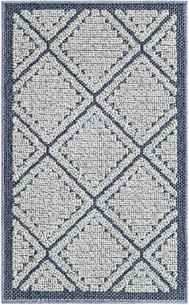 Navy Blue 2' x 3' 1 Symphony Outdoor Rectangle Area Rug Weather Resistant for Patio, Deck, Terrace, Balcony, Porch Durable Outside Carpet for Sale at Rug Engine