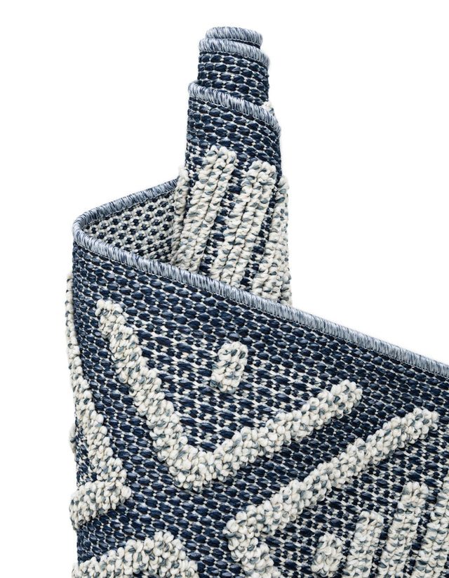 Navy Blue 2' x 6' 1 Symphony Outdoor Runner Area Rug Weather Resistant for Patio, Deck, Terrace, Balcony, Porch Durable Outside Carpet for Sale at Rug Engine