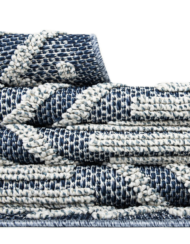 Navy Blue 2' x 6' 1 Symphony Outdoor Runner Area Rug Weather Resistant for Patio, Deck, Terrace, Balcony, Porch Durable Outside Carpet for Sale at Rug Engine