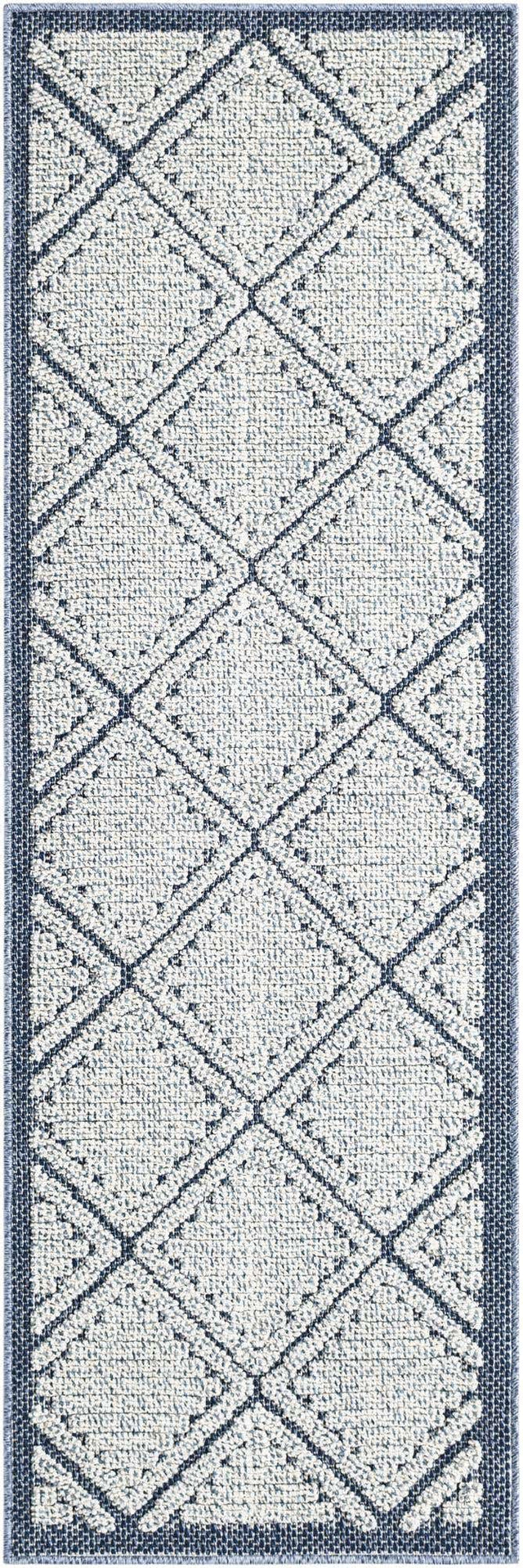 Navy Blue 2' x 6' 1 Symphony Outdoor Runner Area Rug Weather Resistant for Patio, Deck, Terrace, Balcony, Porch Durable Outside Carpet for Sale at Rug Engine