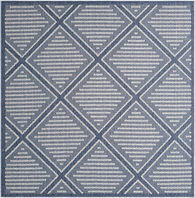 Navy Blue 7' 10 x 7' 10 Symphony Outdoor Square Area Rug Weather Resistant for Patio, Deck, Terrace, Balcony, Porch Durable Outside Carpet for Sale at Rug Engine