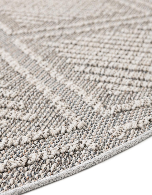 Light Gray 3' 1 x 3' 1 Symphony Outdoor Round Area Rug Weather Resistant for Patio, Deck, Terrace, Balcony, Porch Durable Outside Carpet for Sale at Rug Engine