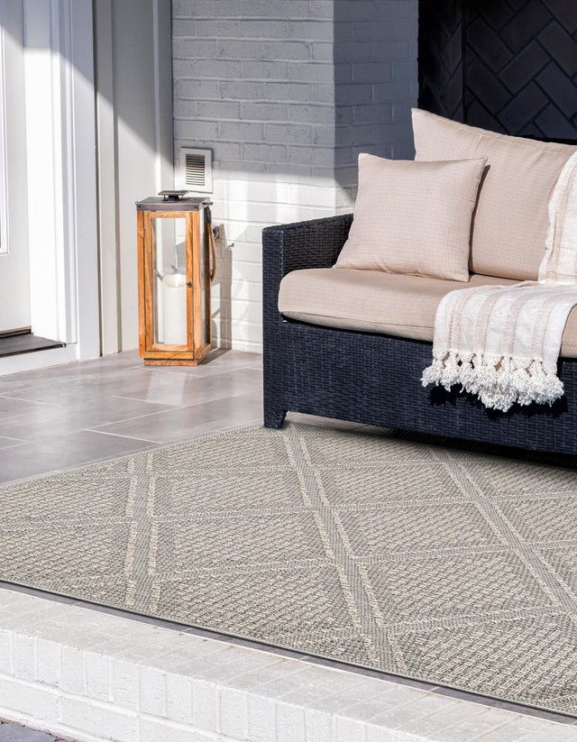 Light Gray 6' 1 x 9' Symphony Outdoor Rectangle Area Rug Weather Resistant for Patio, Deck, Terrace, Balcony, Porch Durable Outside Carpet for Sale at Rug Engine