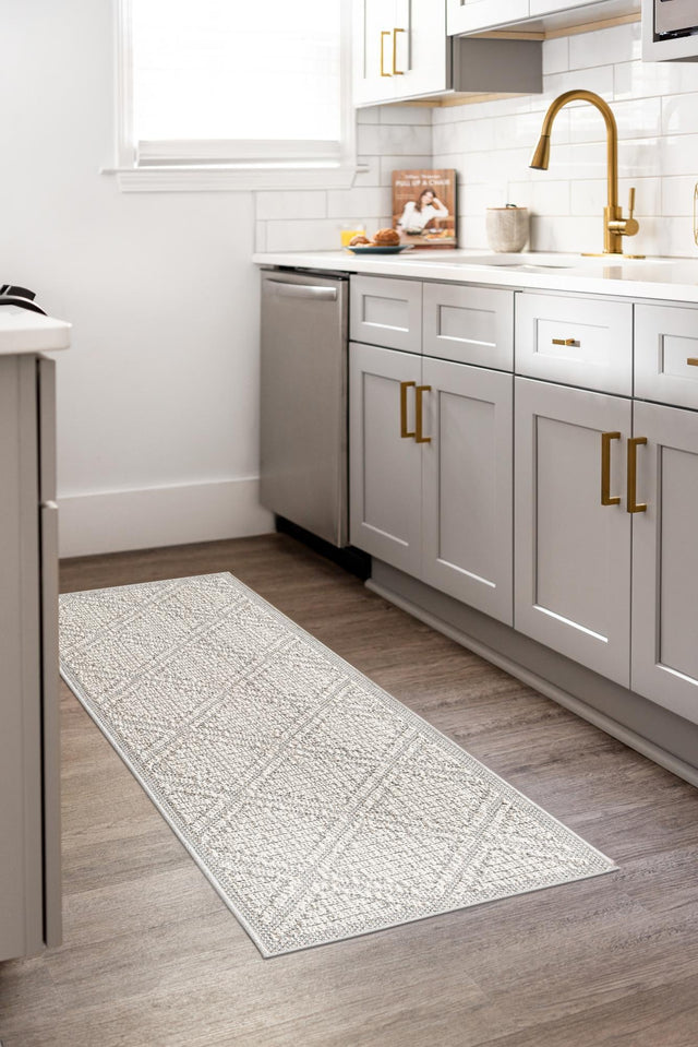 Light Gray 2' x 8' Symphony Outdoor Runner Area Rug Weather Resistant for Patio, Deck, Terrace, Balcony, Porch Durable Outside Carpet for Sale at Rug Engine