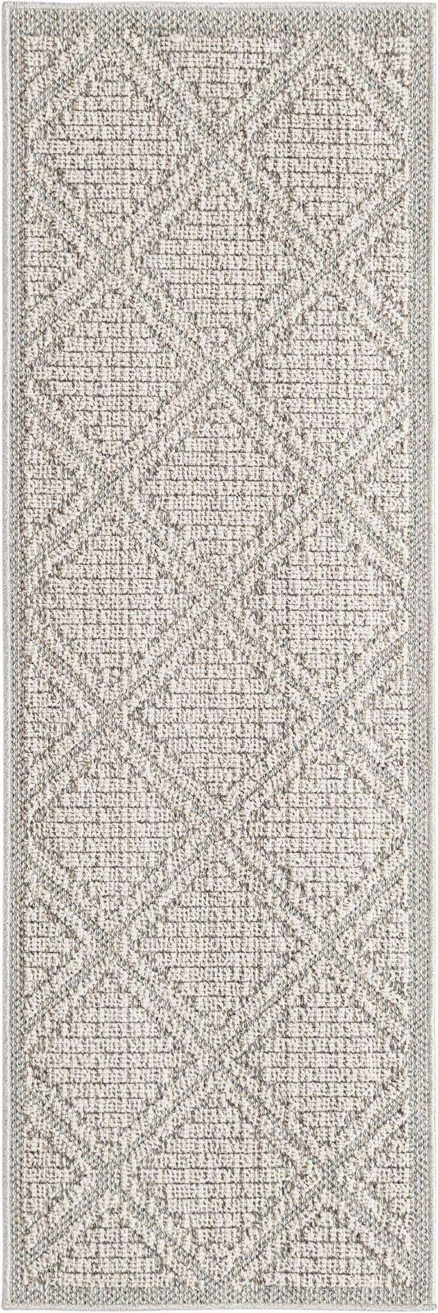 Light Gray 2' x 6' 1 Symphony Outdoor Runner Area Rug Weather Resistant for Patio, Deck, Terrace, Balcony, Porch Durable Outside Carpet for Sale at Rug Engine