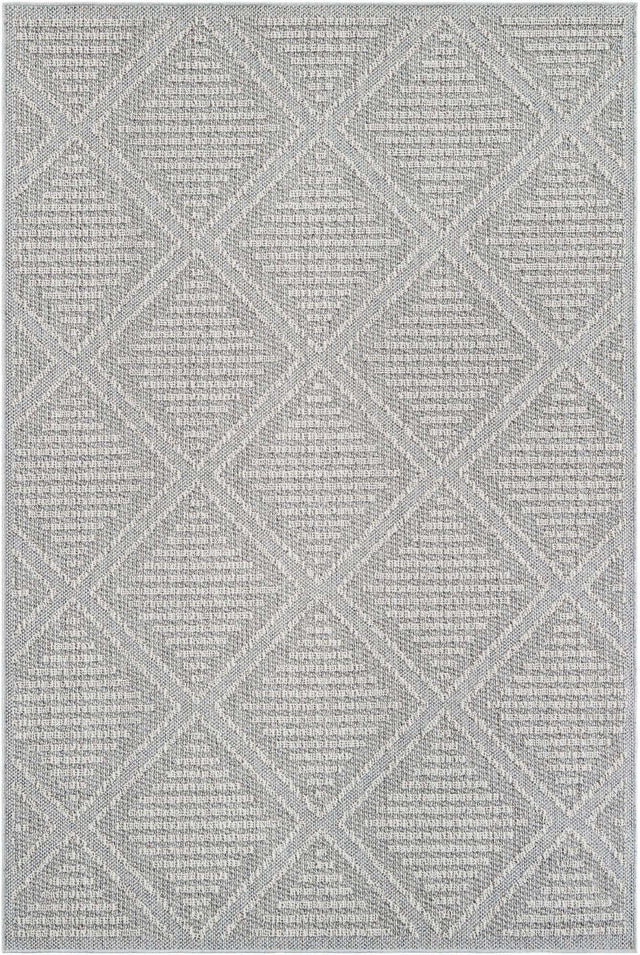 Light Gray 6' 1 x 9' Symphony Outdoor Rectangle Area Rug Weather Resistant for Patio, Deck, Terrace, Balcony, Porch Durable Outside Carpet for Sale at Rug Engine