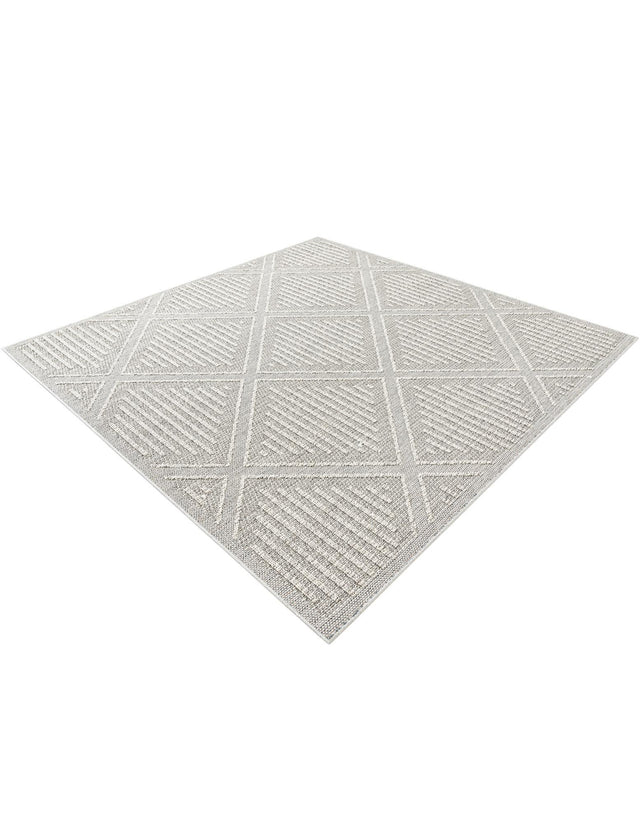 Light Gray 7' 10 x 7' 10 Symphony Outdoor Square Area Rug Weather Resistant for Patio, Deck, Terrace, Balcony, Porch Durable Outside Carpet for Sale at Rug Engine