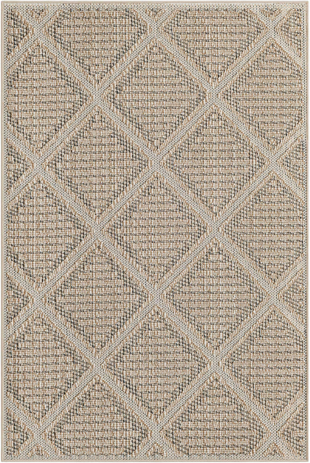 Khaki 4' 1 x 6' 1 Symphony Outdoor Rectangle Area Rug Weather Resistant for Patio, Deck, Terrace, Balcony, Porch Durable Outside Carpet for Sale at Rug Engine