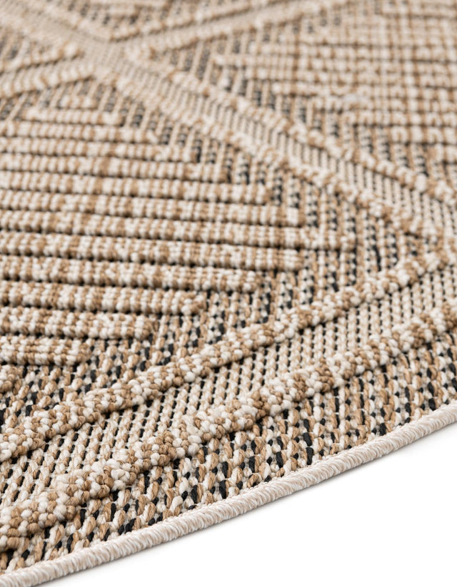 Khaki 3' 1 x 3' 1 Symphony Outdoor Round Area Rug Weather Resistant for Patio, Deck, Terrace, Balcony, Porch Durable Outside Carpet for Sale at Rug Engine