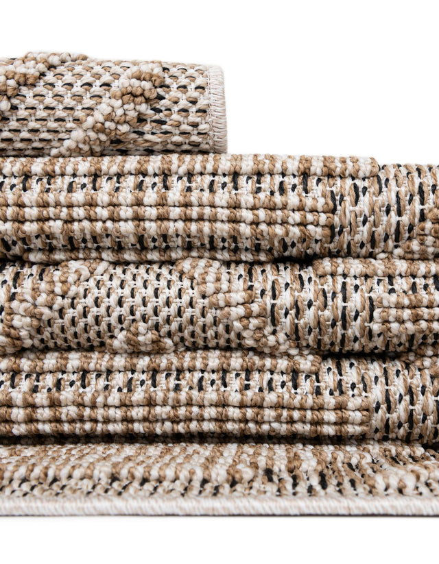 Khaki 3' 1 x 3' 1 Symphony Outdoor Round Area Rug Weather Resistant for Patio, Deck, Terrace, Balcony, Porch Durable Outside Carpet for Sale at Rug Engine