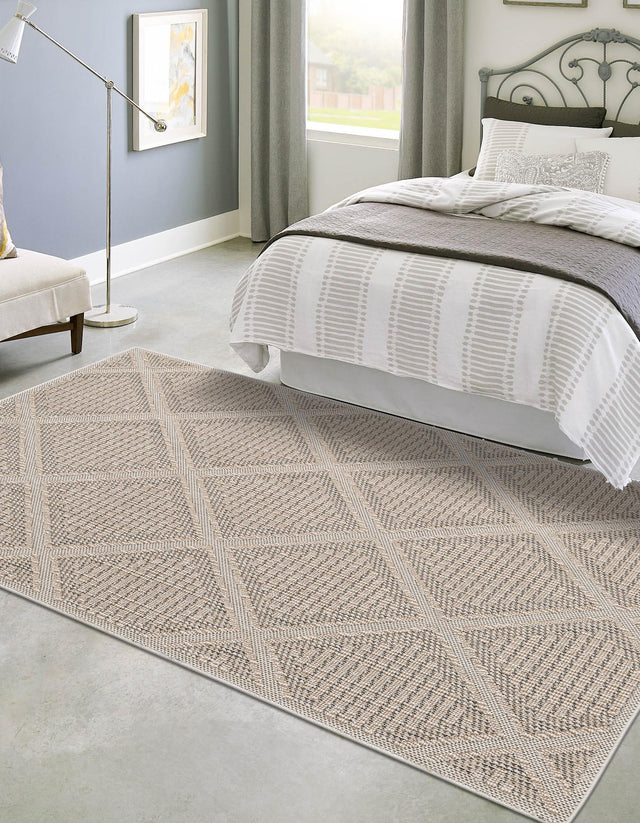 Khaki 9' x 12' Symphony Outdoor Rectangle Area Rug Weather Resistant for Patio, Deck, Terrace, Balcony, Porch Durable Outside Carpet for Sale at Rug Engine
