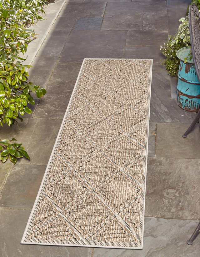 Khaki 2' x 8' Symphony Outdoor Runner Area Rug Weather Resistant for Patio, Deck, Terrace, Balcony, Porch Durable Outside Carpet for Sale at Rug Engine