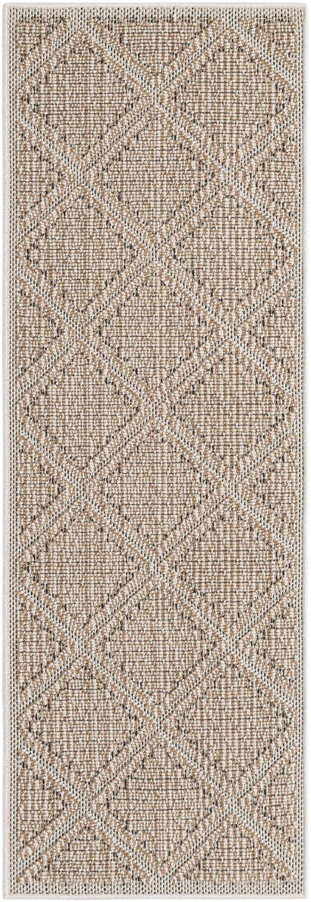 Khaki 2' x 6' 1 Symphony Outdoor Runner Area Rug Weather Resistant for Patio, Deck, Terrace, Balcony, Porch Durable Outside Carpet for Sale at Rug Engine