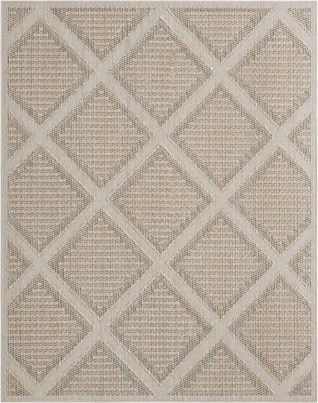 Khaki 7' 10 x 10' Symphony Outdoor Rectangle Area Rug Weather Resistant for Patio, Deck, Terrace, Balcony, Porch Durable Outside Carpet for Sale at Rug Engine