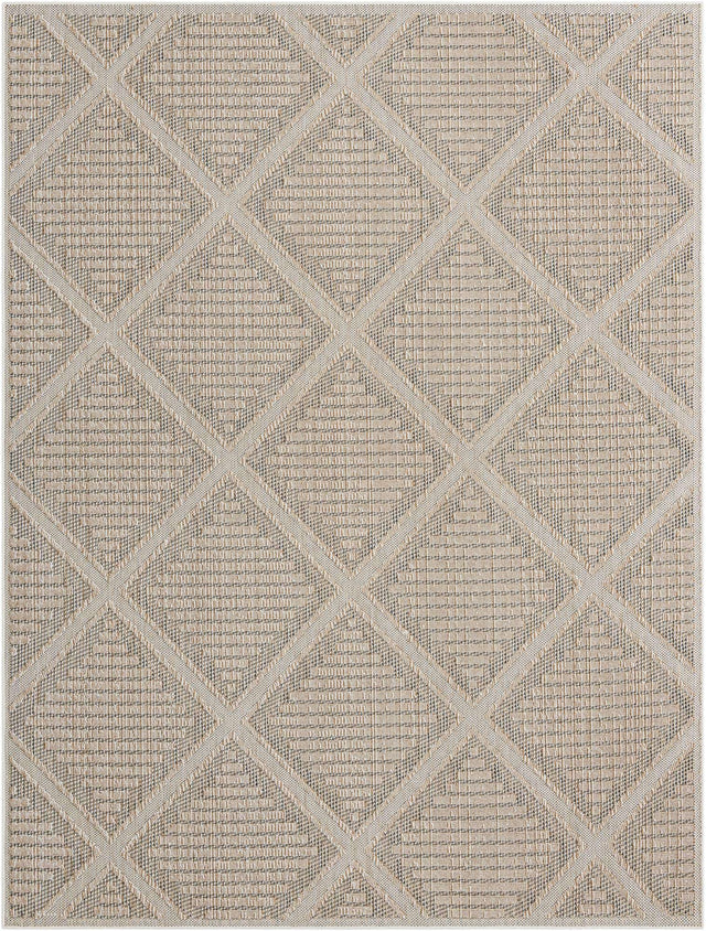 Khaki 9' x 12' Symphony Outdoor Rectangle Area Rug Weather Resistant for Patio, Deck, Terrace, Balcony, Porch Durable Outside Carpet for Sale at Rug Engine