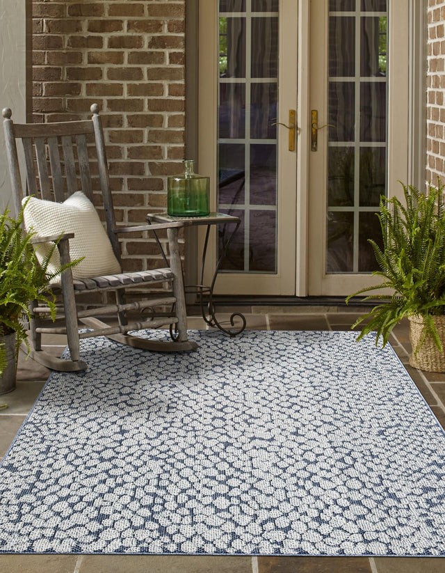 Navy Blue 10' x 14' 1 Symphony Outdoor Rectangle Area Rug Weather Resistant for Patio, Deck, Terrace, Balcony, Porch Durable Outside Carpet for Sale at Rug Engine
