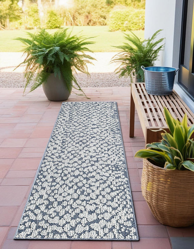 Navy Blue 2' x 6' 1 Symphony Outdoor Runner Area Rug Weather Resistant for Patio, Deck, Terrace, Balcony, Porch Durable Outside Carpet for Sale at Rug Engine