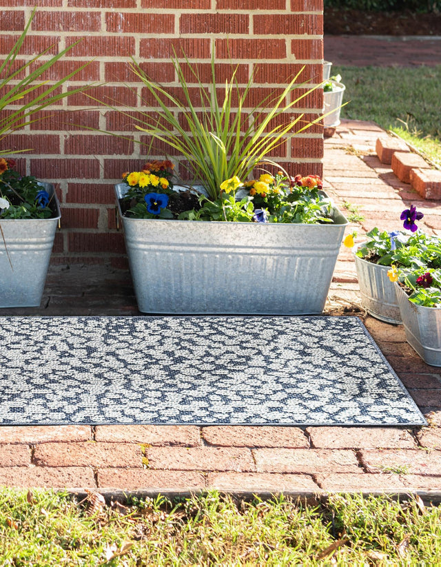 Navy Blue 2' x 8' Symphony Outdoor Runner Area Rug Weather Resistant for Patio, Deck, Terrace, Balcony, Porch Durable Outside Carpet for Sale at Rug Engine