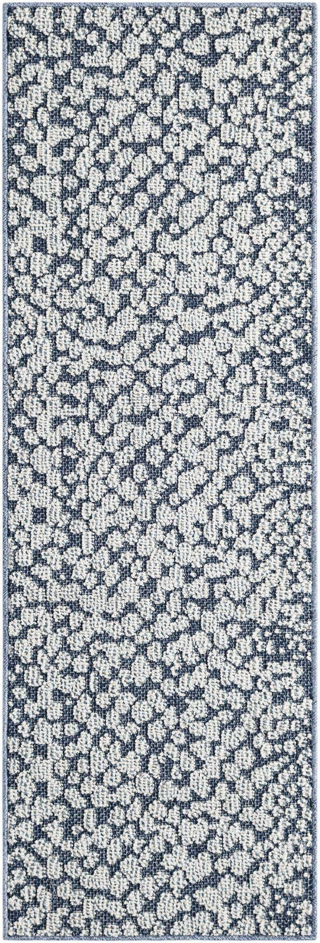 Navy Blue 2' x 6' 1 Symphony Outdoor Runner Area Rug Weather Resistant for Patio, Deck, Terrace, Balcony, Porch Durable Outside Carpet for Sale at Rug Engine