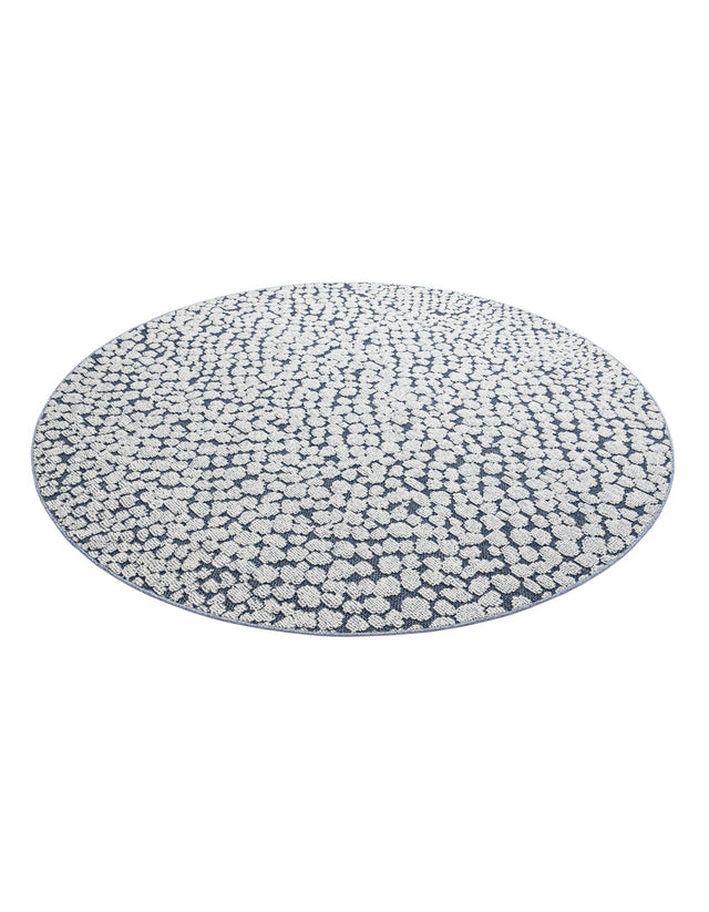 Navy Blue 7' 10 x 7' 10 Symphony Outdoor Round Area Rug Weather Resistant for Patio, Deck, Terrace, Balcony, Porch Durable Outside Carpet for Sale at Rug Engine