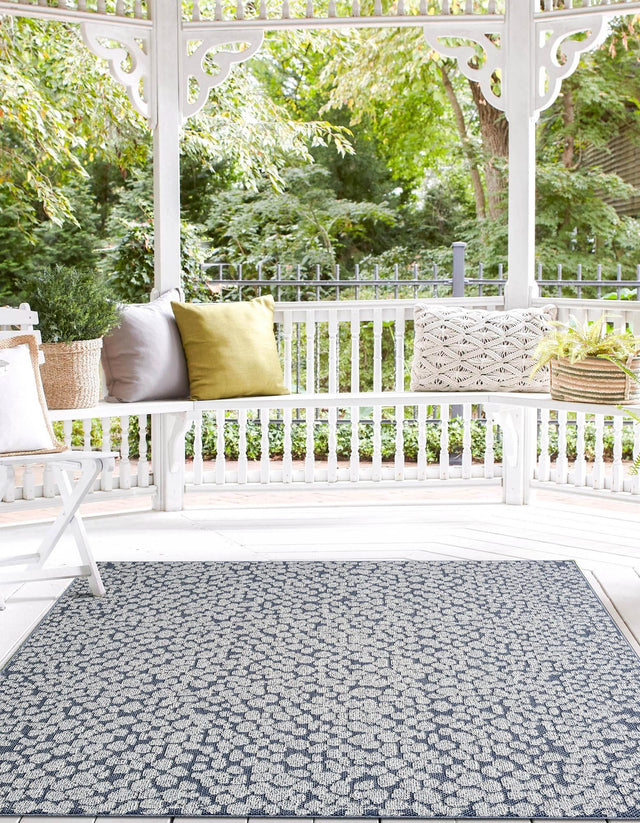 Navy Blue 7' 10 x 7' 10 Symphony Outdoor Square Area Rug Weather Resistant for Patio, Deck, Terrace, Balcony, Porch Durable Outside Carpet for Sale at Rug Engine