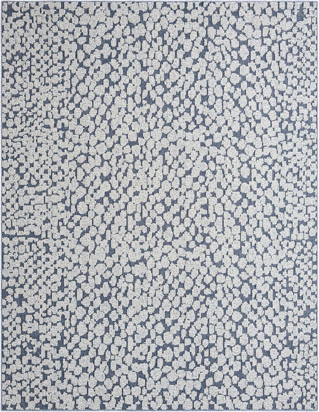 Navy Blue 7' 10 x 10' Symphony Outdoor Rectangle Area Rug Weather Resistant for Patio, Deck, Terrace, Balcony, Porch Durable Outside Carpet for Sale at Rug Engine