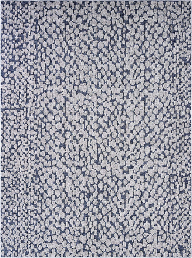 Navy Blue 9' x 12' Symphony Outdoor Rectangle Area Rug Weather Resistant for Patio, Deck, Terrace, Balcony, Porch Durable Outside Carpet for Sale at Rug Engine