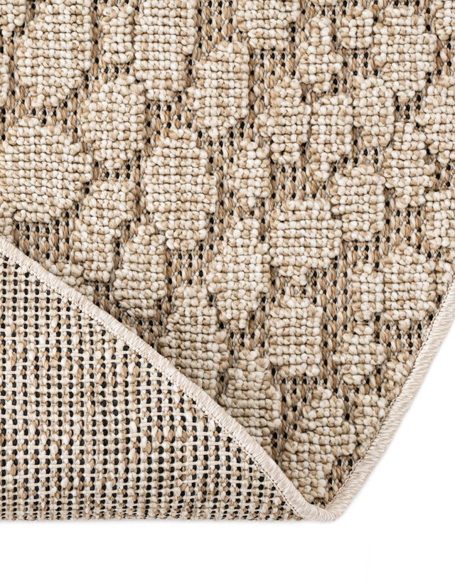 Khaki 5' 3 x 5' 3 Symphony Outdoor Round Area Rug Weather Resistant for Patio, Deck, Terrace, Balcony, Porch Durable Outside Carpet for Sale at Rug Engine