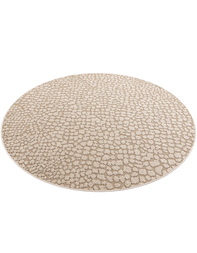 Khaki 7' 10 x 7' 10 Symphony Outdoor Round Area Rug Weather Resistant for Patio, Deck, Terrace, Balcony, Porch Durable Outside Carpet for Sale at Rug Engine