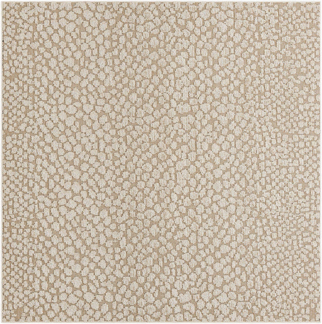 Khaki 7' 10 x 7' 10 Symphony Outdoor Square Area Rug Weather Resistant for Patio, Deck, Terrace, Balcony, Porch Durable Outside Carpet for Sale at Rug Engine