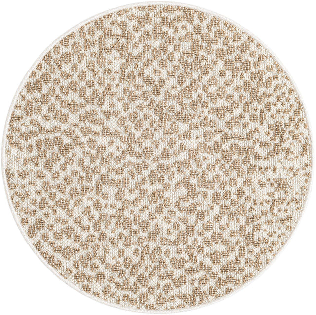 Beige 3' 1 x 3' 1 Symphony Outdoor Round Area Rug Weather Resistant for Patio, Deck, Terrace, Balcony, Porch Durable Outside Carpet for Sale at Rug Engine