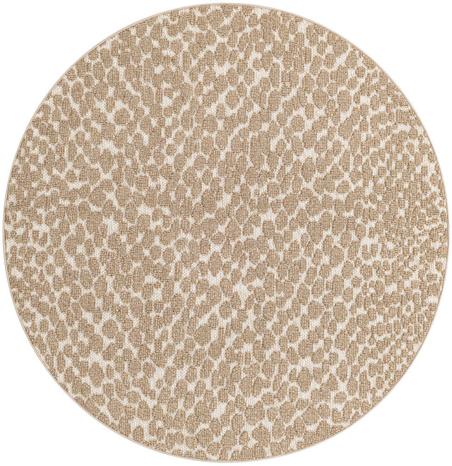 Beige 5' 3 x 5' 3 Symphony Outdoor Round Area Rug Weather Resistant for Patio, Deck, Terrace, Balcony, Porch Durable Outside Carpet for Sale at Rug Engine