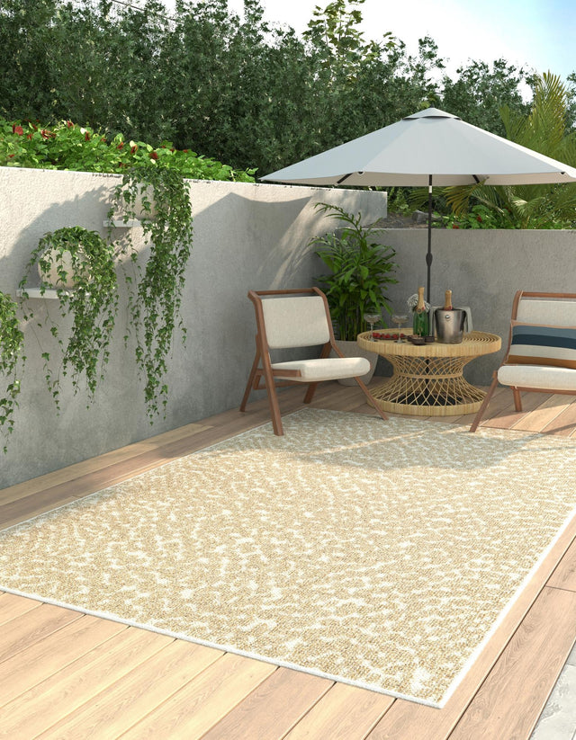 Beige 10' x 14' 1 Symphony Outdoor Rectangle Area Rug Weather Resistant for Patio, Deck, Terrace, Balcony, Porch Durable Outside Carpet for Sale at Rug Engine