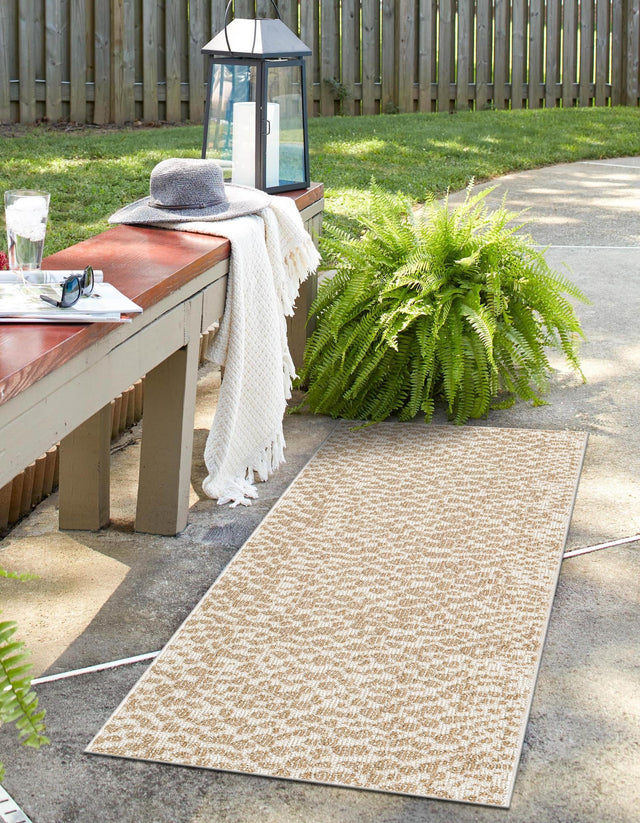 Beige 2' 7 x 12' Symphony Outdoor Runner Area Rug Weather Resistant for Patio, Deck, Terrace, Balcony, Porch Durable Outside Carpet for Sale at Rug Engine