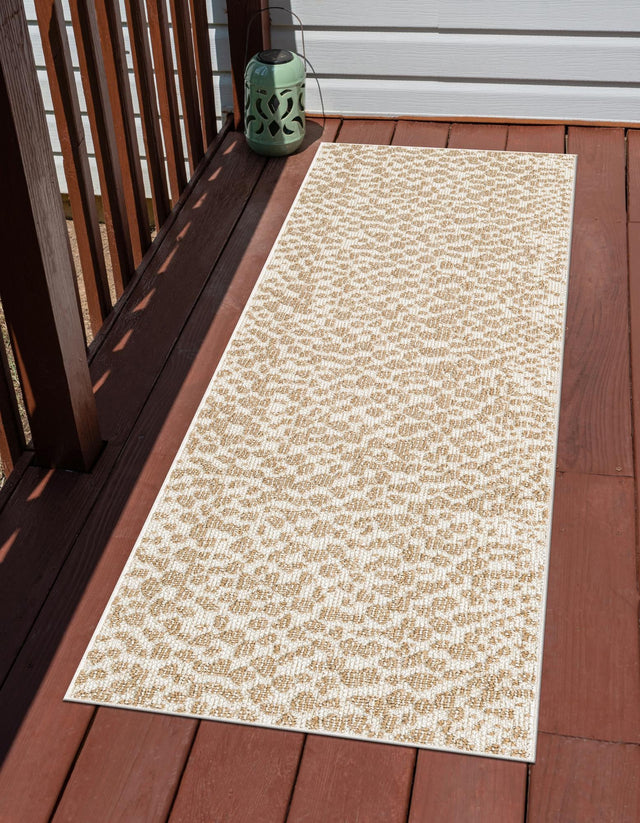 Beige 2' 7 x 12' Symphony Outdoor Runner Area Rug Weather Resistant for Patio, Deck, Terrace, Balcony, Porch Durable Outside Carpet for Sale at Rug Engine