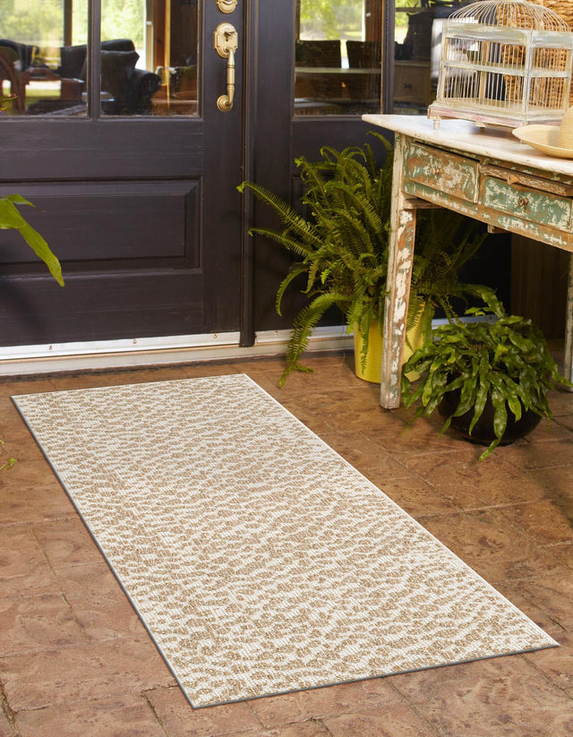 Beige 2' 7 x 12' Symphony Outdoor Runner Area Rug Weather Resistant for Patio, Deck, Terrace, Balcony, Porch Durable Outside Carpet for Sale at Rug Engine