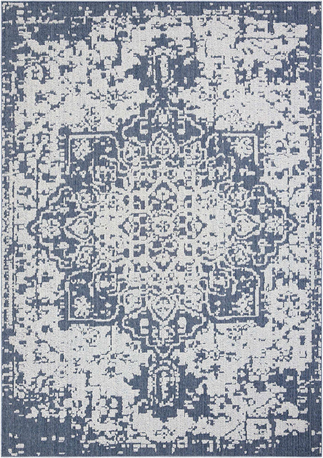 Navy Blue 10' x 14' 1 Symphony Outdoor Rectangle Area Rug Weather Resistant for Patio, Deck, Terrace, Balcony, Porch Durable Outside Carpet for Sale at Rug Engine