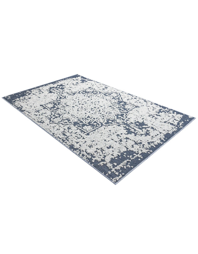 Navy Blue 5' 3 x 8' Symphony Outdoor Rectangle Area Rug Weather Resistant for Patio, Deck, Terrace, Balcony, Porch Durable Outside Carpet for Sale at Rug Engine