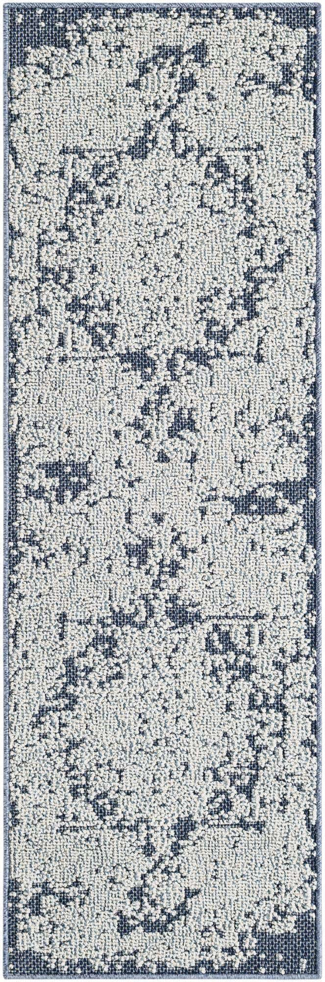 Navy Blue 2' x 6' 1 Symphony Outdoor Runner Area Rug Weather Resistant for Patio, Deck, Terrace, Balcony, Porch Durable Outside Carpet for Sale at Rug Engine