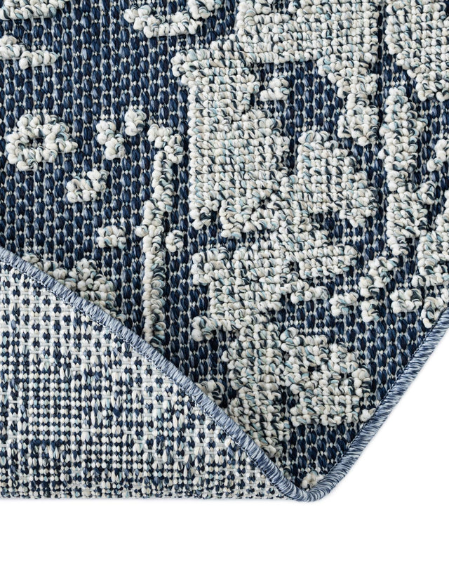 Navy Blue 5' 3 x 5' 3 Symphony Outdoor Round Area Rug Weather Resistant for Patio, Deck, Terrace, Balcony, Porch Durable Outside Carpet for Sale at Rug Engine