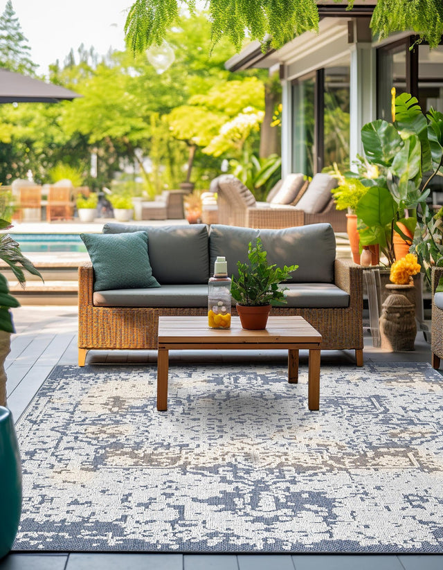 Olive 7' 10 x 7' 10 Symphony Outdoor Square Area Rug Weather Resistant for Patio, Deck, Terrace, Balcony, Porch Durable Outside Carpet for Sale at Rug Engine