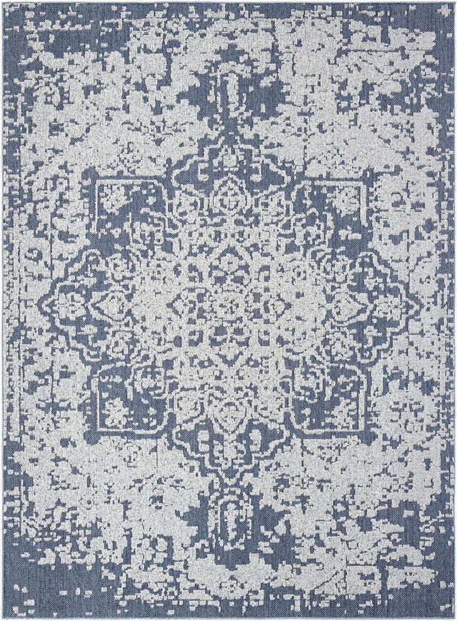 Navy Blue 9' x 12' Symphony Outdoor Rectangle Area Rug Weather Resistant for Patio, Deck, Terrace, Balcony, Porch Durable Outside Carpet for Sale at Rug Engine