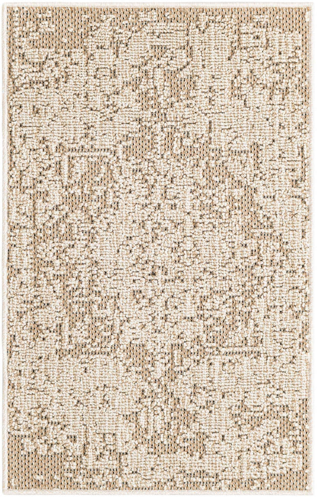 Khaki 2' x 3' 1 Symphony Outdoor Rectangle Area Rug Weather Resistant for Patio, Deck, Terrace, Balcony, Porch Durable Outside Carpet for Sale at Rug Engine