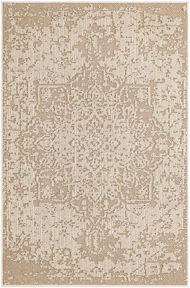 Khaki 4' 1 x 6' 1 Symphony Outdoor Rectangle Area Rug Weather Resistant for Patio, Deck, Terrace, Balcony, Porch Durable Outside Carpet for Sale at Rug Engine