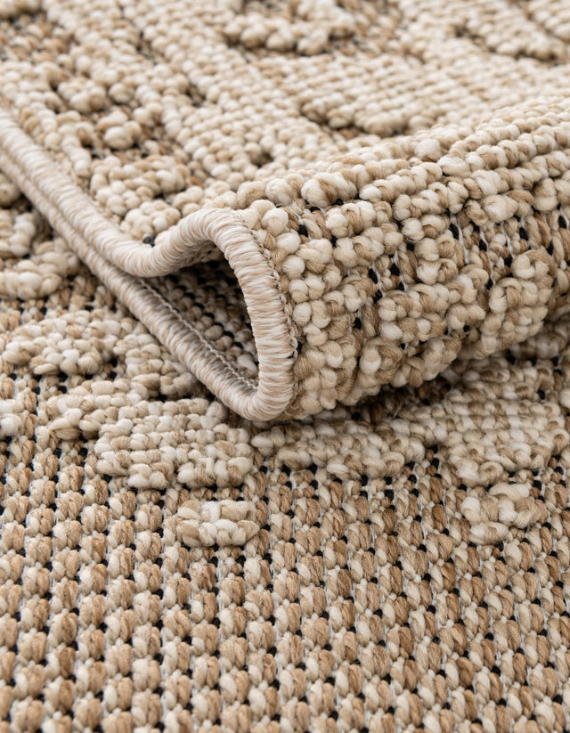 Khaki 3' 1 x 3' 1 Symphony Outdoor Round Area Rug Weather Resistant for Patio, Deck, Terrace, Balcony, Porch Durable Outside Carpet for Sale at Rug Engine