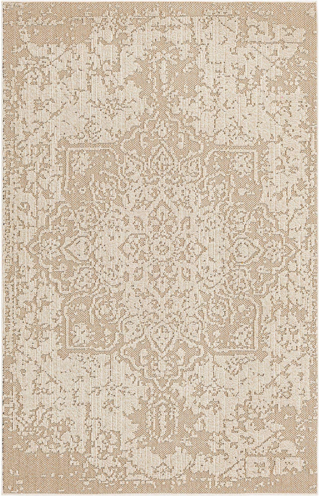 Khaki 5' 3 x 8' Symphony Outdoor Rectangle Area Rug Weather Resistant for Patio, Deck, Terrace, Balcony, Porch Durable Outside Carpet for Sale at Rug Engine