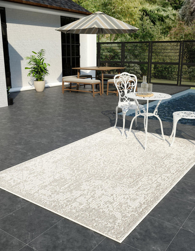 Light Gray 6' 1 x 9' Symphony Outdoor Rectangle Area Rug Weather Resistant for Patio, Deck, Terrace, Balcony, Porch Durable Outside Carpet for Sale at Rug Engine