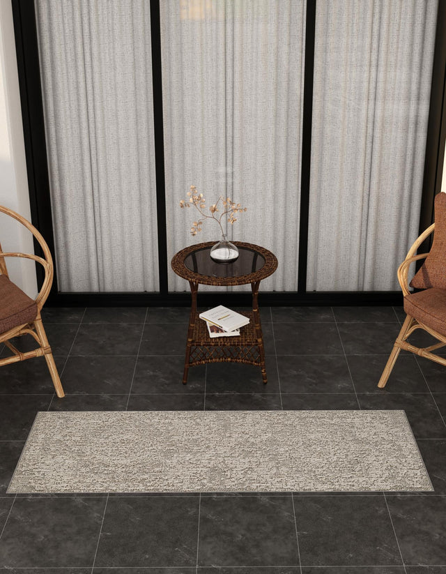 Light Gray 2' x 6' 1 Symphony Outdoor Runner Area Rug Weather Resistant for Patio, Deck, Terrace, Balcony, Porch Durable Outside Carpet for Sale at Rug Engine