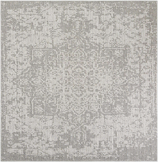 Light Gray 7' 10 x 7' 10 Symphony Outdoor Square Area Rug Weather Resistant for Patio, Deck, Terrace, Balcony, Porch Durable Outside Carpet for Sale at Rug Engine
