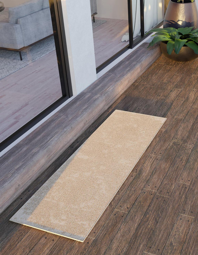 Beige 2' x 8' Symphony Outdoor Runner Area Rug Weather Resistant for Patio, Deck, Terrace, Balcony, Porch Durable Outside Carpet for Sale at Rug Engine